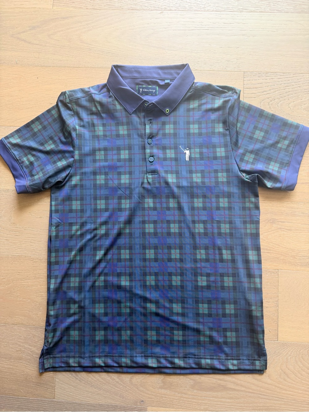 William Murray Plaid Performance Polo in Green & Blue – Premium Golf Style